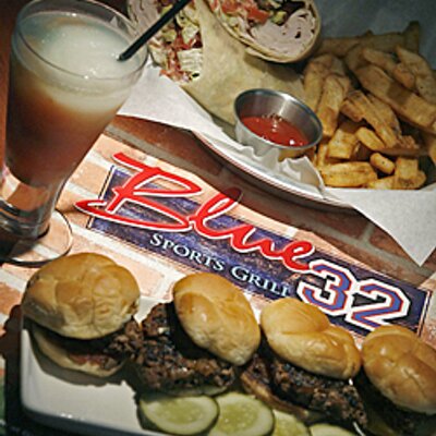 Burger sliders and beer from Blue 32 Sports Grill