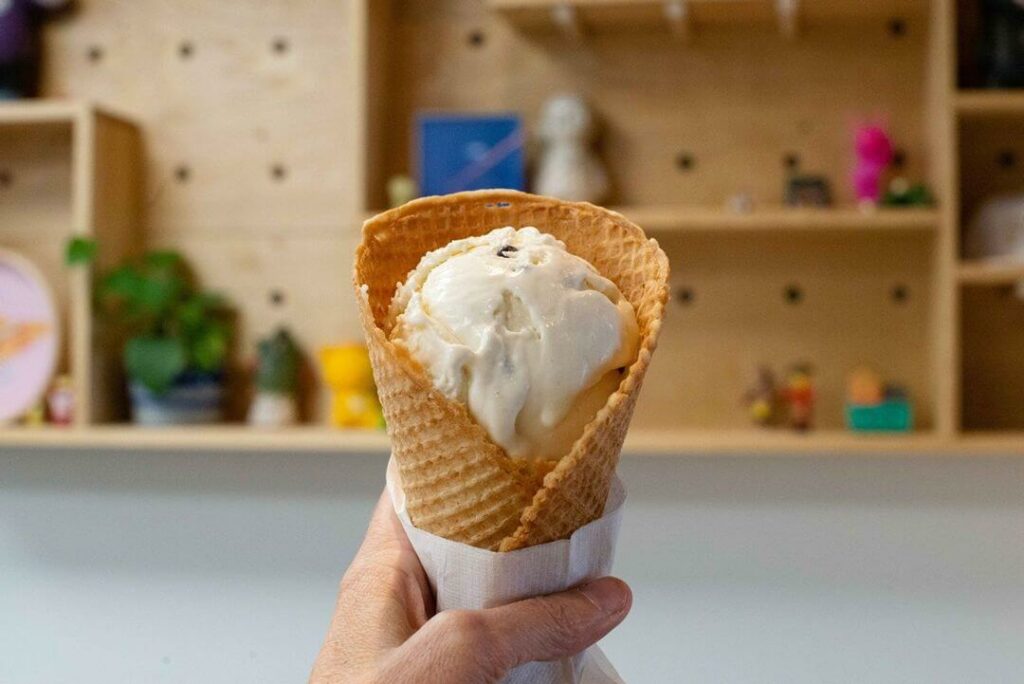 Ice cream in a waffle cone