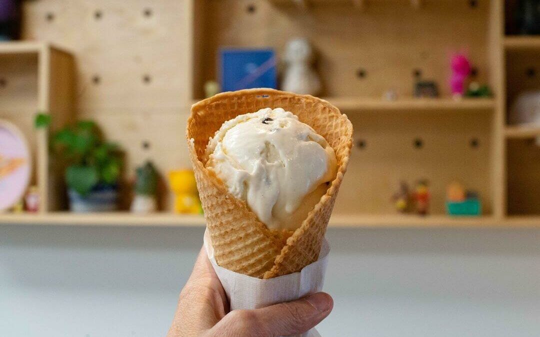 Ice cream in a waffle cone