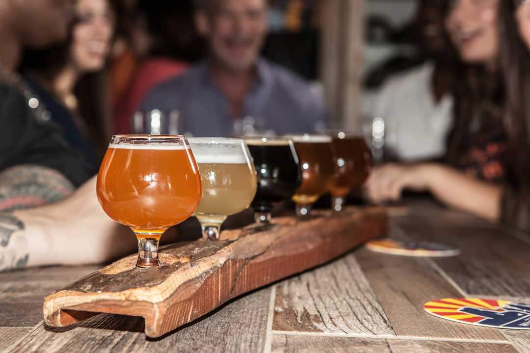 Beer flight at Arizona Wilderness Brewing