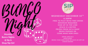 BUNCO NIGHT AT SIP & SHOP